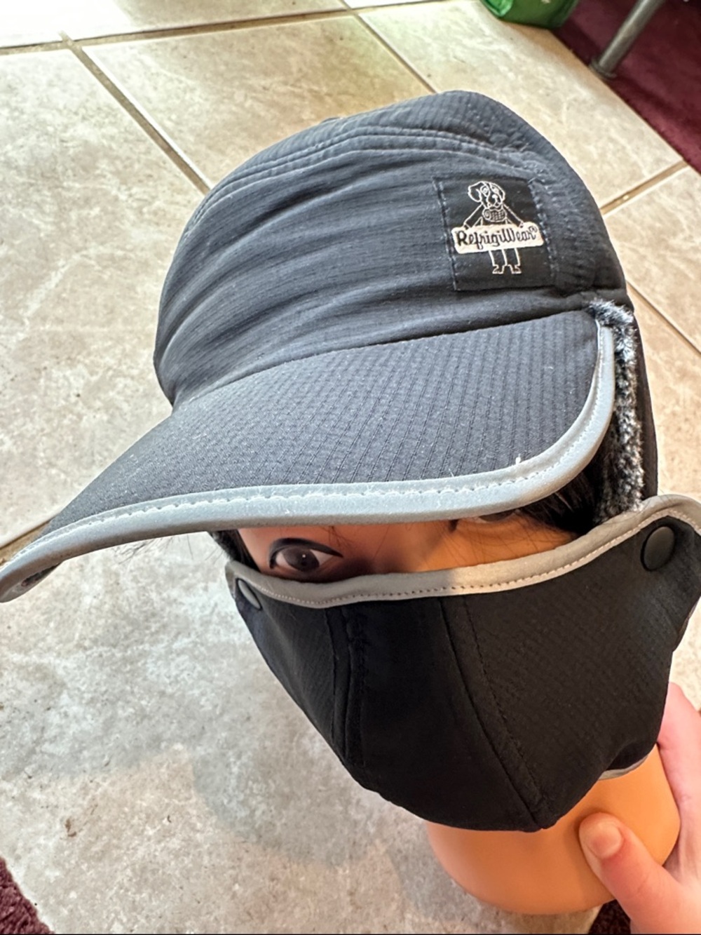Refrigiwear Men's Black snow warm Winter Cap with Ear Flaps and mask
